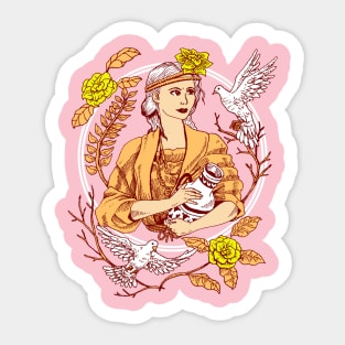 The Lady and The Birds Sticker